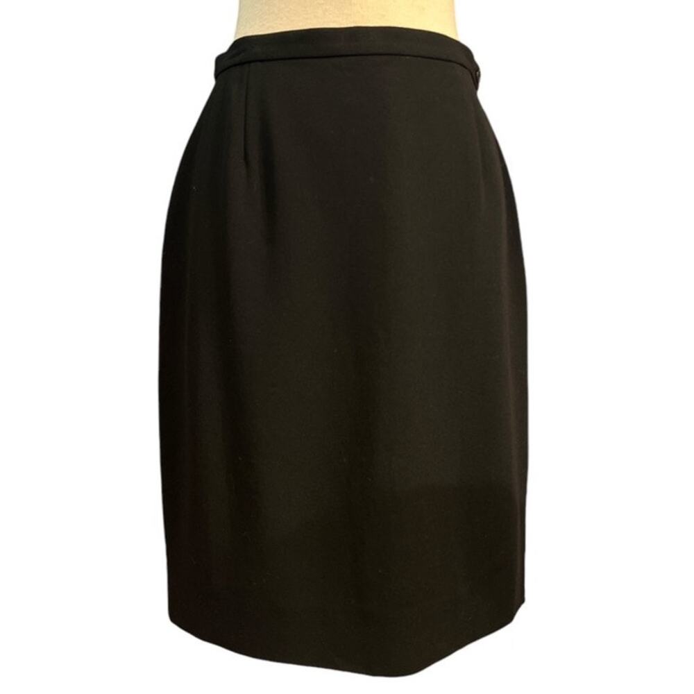 Vtg Giorgio Armani Italy Pencil Straight Skirt Wool Sz 8 Black Retro Power Siren